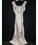 Satin Tulure Rayon 1940s White Bridal Nightgown Lace Deep V Dress Linger... - €88,46 EUR