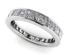1.70ct Princess Enhanced Diamond Classic Channel Eternity Band Ring 950 Platinum - £1,381.66 GBP