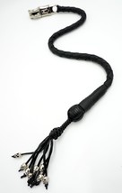 PU Leather Motorcycle Whip Get Back whip 1&quot; Ball &amp; Skulls 36&quot; SOLID BLACK - £23.59 GBP