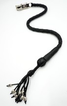 PU Leather Motorcycle Whip Get Back whip 1&quot; Ball &amp; Skulls 36&quot; SOLID BLACK - £23.18 GBP