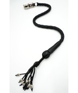 PU Leather Motorcycle Whip Get Back whip 1&quot; Ball &amp; Skulls 36&quot; SOLID BLACK - $564.14 MXN
