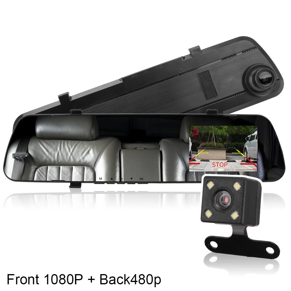4.3 Inch Mirror Dashcam Car DVR Dash Camera Rear View Dual Lens Auto Accessories - £27.52 GBP+