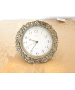 Vtg Semca 7 Jewels Vanity Clock Rhinestoned Missing parts Swiss 1950&#39;s R... - $74.25