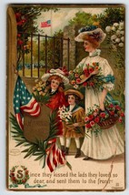 Memorial Decoration Day Postcard Victorian Family Patriotic Germany Chapman TORN - £7.06 GBP