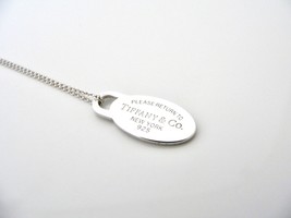 Tiffany &amp; Co Oval Tag Necklace Pendant Charm Chain Return to T &amp; Co Silver Gift - £179.28 GBP