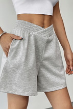 Light Grey Elastic V-Shaped High Waist Shorts - $350.77 MXN