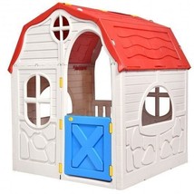 Kids Cottage Playhouse Foldable Plastic Indoor Outdoor Toy - Color: Mult... - $154.60