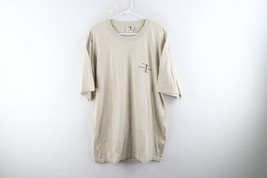 Vintage 90s Robert August Mens XL Surfing Spell Out Autographed T-Shirt Beige - £77.49 GBP