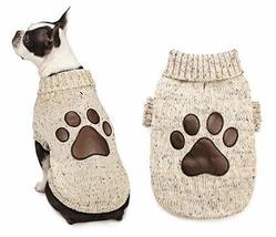 MPP Dog Coat Aberdeen Sweaters Faux Leather Pawprint Turtleneck Warm Acr... - $24.60+
