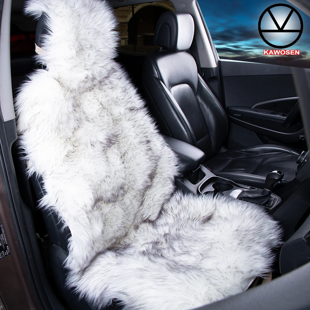 KAWOSEN 1 Piece Long Faux Fur Seat Cover, Universal Artificial Plush Car Seat - £49.10 GBP