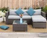 5 Piece Patio Furniture Set, Outdoor Sectional Sofa With Tempered Glass ... - $805.99