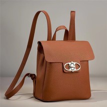 Women&#39;s Solid Color Backpack Anti-Theft Lock Elegant All-Matching Fashion Backpa - £37.66 GBP