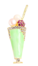 Ice Cream Brooch Celebrity Broach Stunning Vintage Look Gold plated Queen Pin i1 - £16.17 GBP