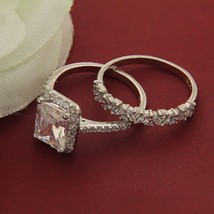 2.5 Ct Round Cut Cubic Zirconia Wedding Bridal Band Ring Set 925 Silver Size 5.5 - £68.85 GBP