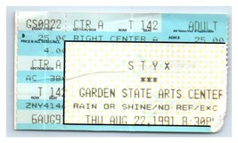 Styx Concert Ticket Stub August 22 1991 Holmdel New Jersey - £19.77 GBP