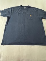 Carhartt Loose Fit Men's 2XL Short Sleeve Pocket Workwear Blue T-Shirt K87 NVY image 9
