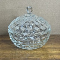Vintage Indiana Whitehall Clear Glass  Candy Dish  Cubist Bowl Jar w/ Lid - $21.28