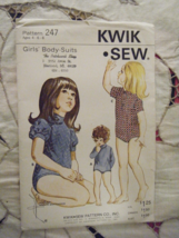  KWIK SEW #247 - GIRLS SNAP CROTCH ( 3 STYLE ) BODY SUIT PATTERN  4-6-8 ... - $9.44
