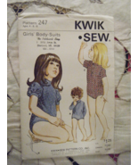  KWIK SEW #247 - GIRLS SNAP CROTCH ( 3 STYLE ) BODY SUIT PATTERN  4-6-8 ... - £7.09 GBP