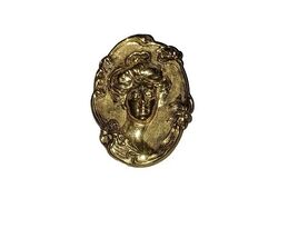 Vintage Gold Tone Cameo Relief Repousse Brooch - $10.00