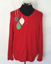 Merona Womens Size 1 Red Cardigan Sweater Casual Christmas Ornament Holidays - £13.18 GBP