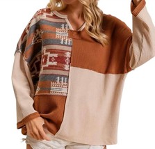 Bibi Aztec Color Block Thermal Top - Plus Size 2X - $33.66