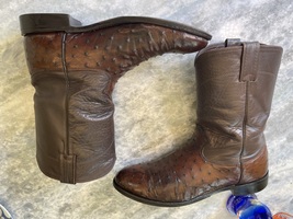 Vintage Larry Mahan full quill Ostrich leather brown  cowboy boots men’s 9.5 D  image 3