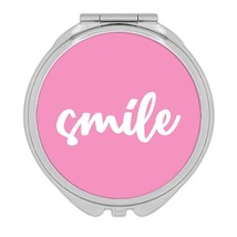 Smile : Gift Compact Mirror Quote Positive Inspirational Office Coworker - £10.40 GBP