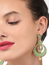 Gold Tone Beautifully Enamelled Dangle &amp; Drop Earring For Women Kundan Jewelry S - £14.18 GBP