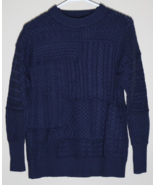 Vineyard Vines Fisherman Patchwork Crew Neck Sweater Deep Bay Blue XXS NWT - $48.51