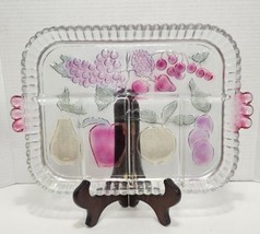 Vtg Indiana Glass Rainbow Mist 5 Section Divided Relish Tray Dish Fruit Design - £16.74 GBP