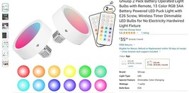 2 Pack Battery Operated Light Bulbs with Remote, 13 Color RGB {$21 off} - £9.59 GBP