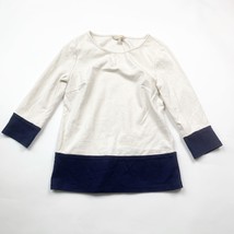 Banana Republic Womens Colorblock Top Long Sleeve Pullover Ivory Blue Si... - $147.72 MXN