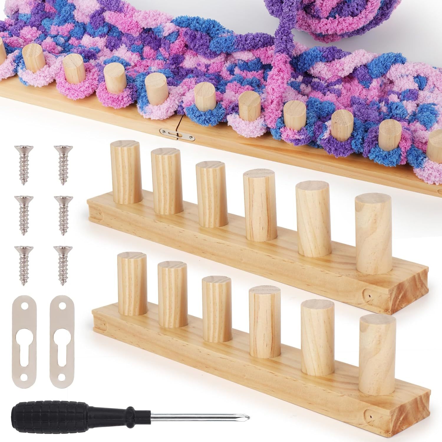 Wooden Loom Kit for Blankets Aeelike 24 inch DIY Handmade Extra Jumbo Ch... - $51.77