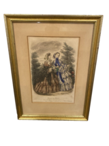 Antique Fashion Print Miroir des Modes Post Civil War Era Ladies Litho. No.28 - £26.33 GBP