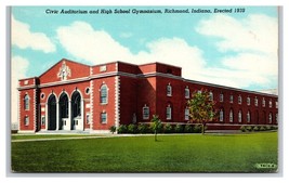 High School and Auditorium Richmond Indiana IN UNP Linen Postcard T23 - $3.91