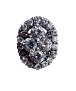 Sterling Silver 925 Round Cut CZ &amp; Marcasite Cluster Cocktail Ring Hallm... - £20.23 GBP