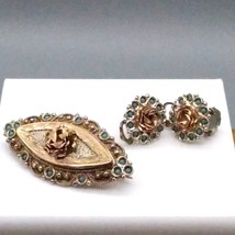 Grand Tour of Europe Precious Rose Parure, Sterling Silver Brooch &amp; Earrings wit - £197.98 GBP