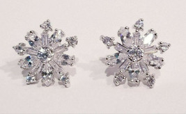 2.00 Ct Baguette Cut Diamond Snowflake Stud Earrings Solid 14K White Gold Finish - £187.52 GBP