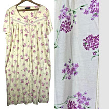 Earth Angels Nightgown XXL 2XL Yellow Floral Knit Midi Cottagecore Pockets - $49.72