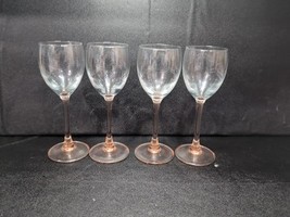 Luminarc Pink Peach Stem Wine Glasses Rose Cristal D&#39;Arques Durand Set Of 4 - $27.38 CAD