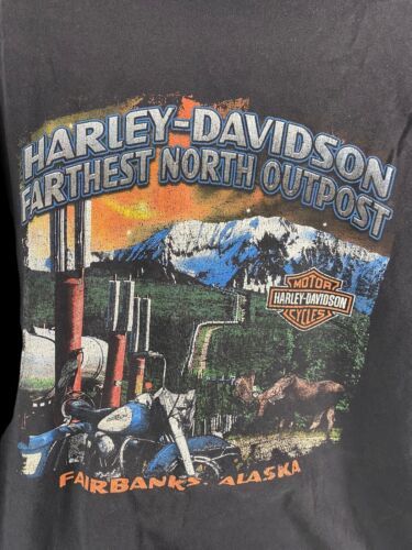 Primary image for Harley Davidson T Shirt Size XL Mens Fairbanks Alaska Hanes Beefy T Vintage
