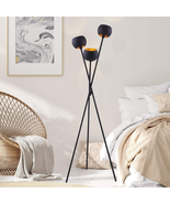 Floor Lamp With 3 Matte Black Globe Head And Interwining Tripod Black NEW - £107.58 GBP