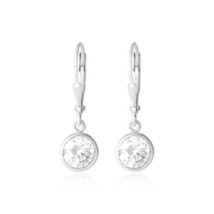Sterling silver cubic zirconia leverback earrings - £15.92 GBP