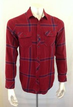 Hawk Men&#39;s Size Small Button Up Red Blue Plaid Long Sleeve Flannel Shirt - £8.60 GBP