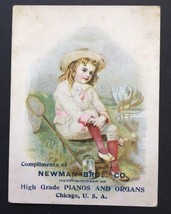 1880s Newman Bros. Co. Pianos Organs Victorian Trade Card Chicago Little Girl - £11.95 GBP