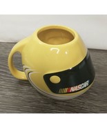 NASCAR Racing Helmet Coffee Cup Ceramic Large Mug Yellow Dish &amp; Microwav... - £6.95 GBP