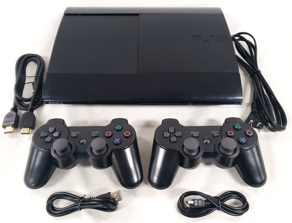 Sony Playstation 3 Super Slim 250GB PS3 Video Game Console 2 CONTROLLER Bundle - $237.55