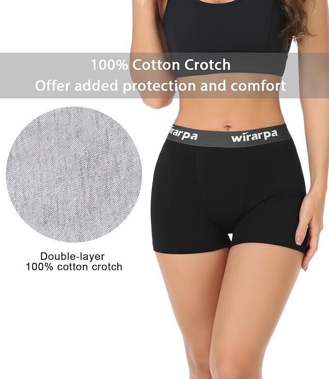 wirarpa Women's Cotton Boxer Briefs Underwear Boy Shorts 3" Inseam 4 Pack Large - Panties