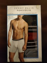 Perry Ellis Portfolio 3 Pack Boxer Briefs M Premium Cotton Black, Red &amp; Gray - £14.32 GBP